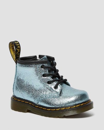 Dr Martens Infant 1460 Crinkle Metallic Šnurovacie Čižmy Detske Tyrkysové Metal | 4381-QLIJW